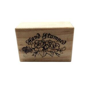 Hand Stamped Wooden Rubber Stamp Vintage 1993 Rose Floral Design